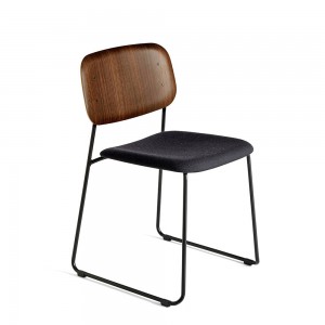 Silla con asiento tapizado Soft Edge 50 de roble con estructura de acero de gran diseño moderno para espacios interiores