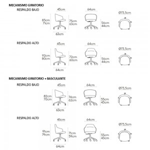 Sillón Binar60 giratorio ruedas Inclass. Sillones modernos para oficina.