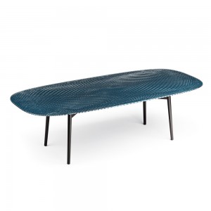 Mesa con cantos redondeados Coral Beach de Fiam. Mesas de vidrio para comedor y salón.