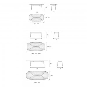 Mesa con cantos redondeados Coral Beach de Fiam. Mesas de vidrio para comedor y salón.