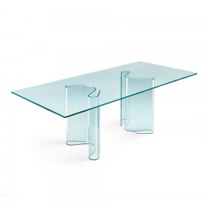 Mesa rectangular Sahara de Fiam. Mesas de diseño con sobre de cristal.