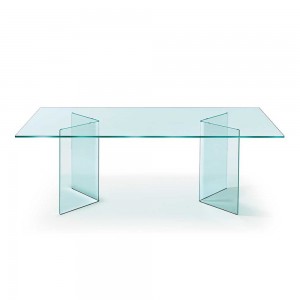 Mesa rectangular Corner de Fiam. Muebles de cristal. Mesas de diseño moderna.