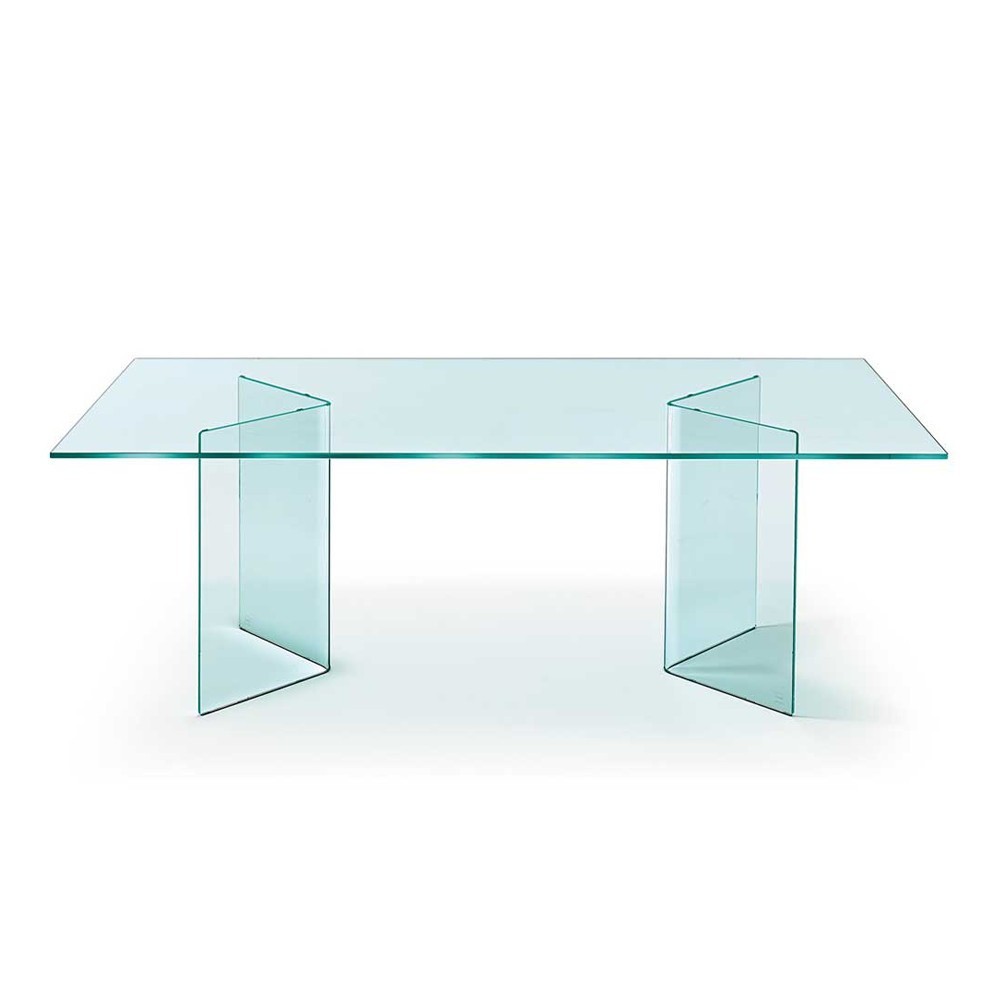 Mesa rectangular Corner de Fiam. Muebles de cristal. Mesas de diseño moderna.