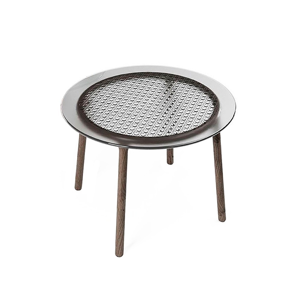 Mesa centro Cannage de Fiam con tapa de cristal. Mesas auxiliares modernas.