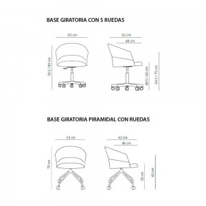 Sillón Copa ruedas Viccarbe base giratoria Viccarbe. Ideal para oficina.