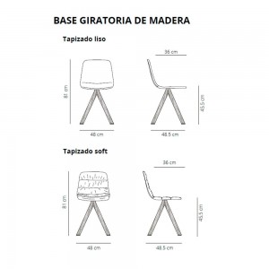 Silla Maarten tapizada base giratoria madera Viccarbe para interiores.