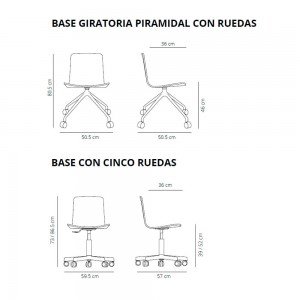 Silla Klip de Viccarbe. Mobilario de diseño moderno para contract. Con ruedas