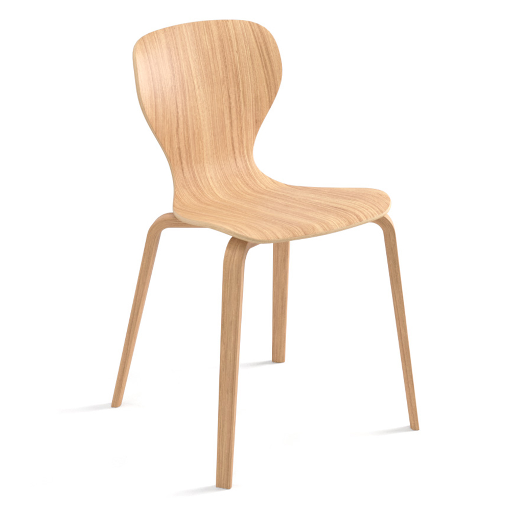 Silla compacta de diseño. Moderna Silla Ears en madera para interiores.