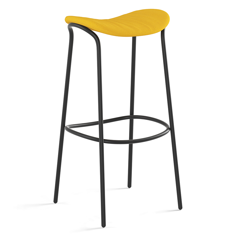 Taburete Funda fijo tapizado con base de acero. Ideal para interiores.
