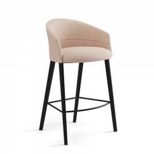 Taburete Copa base cuatro patas madera Viccarbe. Elegante diseño tapizado.