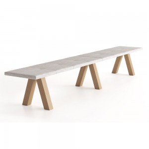 Banqueta Trestle de Viccarbe. Mobilario para espacios públicos interiores.