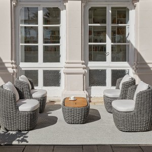 Mesa de centro tejida Heritage de Point. Muebles de exterior jardín terraza.