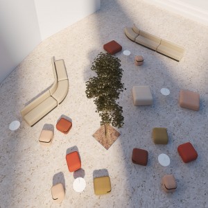 Pouf Season Outdoor de Viccarbe. Diseño cuadrado moderno para contract.