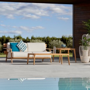 Mesa rincón Paralel de Point. Muebles de exterior jardín terraza.