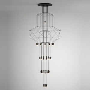 Lámpara de suspensión Wireflow Chandelier de Vibia. Iluminación interior.