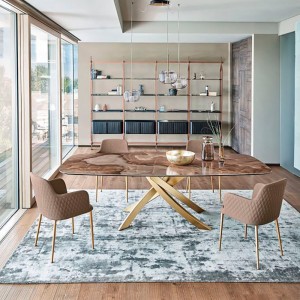 Mesa Artistico Redondeada de Bontempi. Mesas fijas modernos italianos.