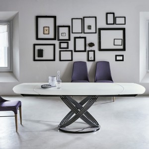 Mesa Fusion Redondeada Extensible de Bontempi. Mesas extensibles de diseño italiano.
