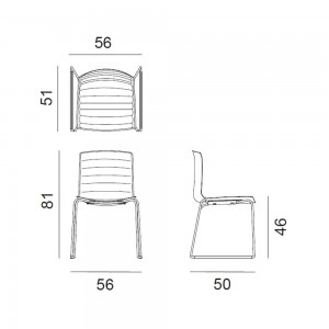 Silla Catifa 46 tapizada patín Arper. Silla de diseño ideal para contract.