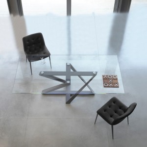 Mesa Millennium Rectangular Cristal de Bontempi. Muebles modernos italianos.
