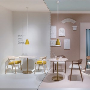Sillón Héra 2865 de Pedrali. Sillas de diseño de madera con asiento tapizado.