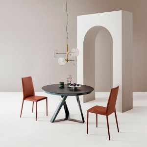 Mesa Millennium redonda extensible de Bontempi. Muebles modernos italianos.