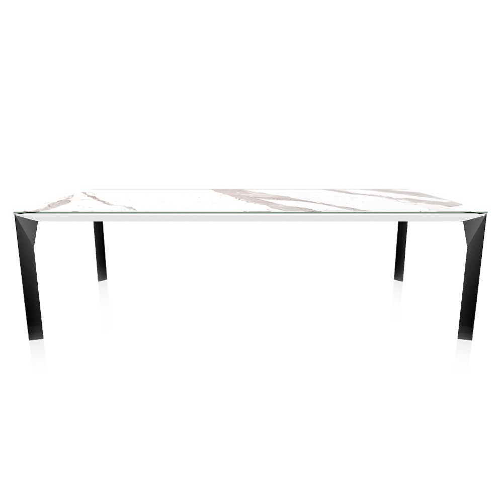 Mesa Mirage con sobre de marmol o cerámica de Bontempi. Mesa de diseño italiano.
