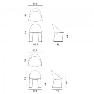 Silla Cila polipropileno patín Arper. Diseño moderno para interiores.
