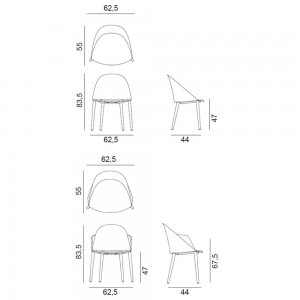 Silla Cila tapizada madera Arper . Diseño moderno para interiores.