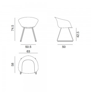 Silla Duna 02 polipropileno patín Arper. Diseño moderno de sillas de comedor.