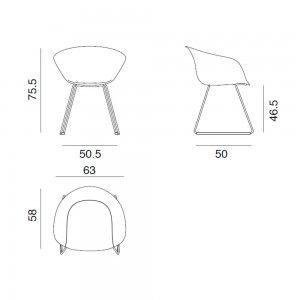 Silla Duna 02 tapizado polipropileno patín Arper. Sillas de diseño.