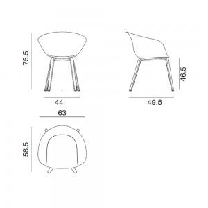 Silla Duna 02 tapizado madera Arper. Mobiliario de diseño para contract.