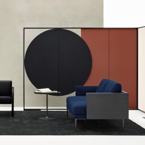 Sofá Steeve madera tapizado Arper. Diseño moderno para ambientes contract.