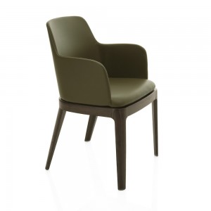 Sillón Margot Madera de Bontempi. Sillones tapizados en ecopiel o piel de diseño.