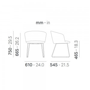 Sillón Nym 2857 de Pedrali. Sillas de diseño. Sillas tapizadas contract.