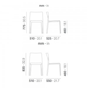Silla Volt 670/673 de Pedrali. Sillas de diseño. Sillas modernas de exterior.