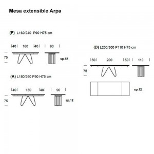 Mesa Arpa extensible cerámica de Tonin casa. Muebles modernos de hogar.