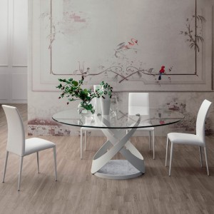 Mesa Capri Redonda Cristal de Tonin casa. Muebles modernos de hogar.
