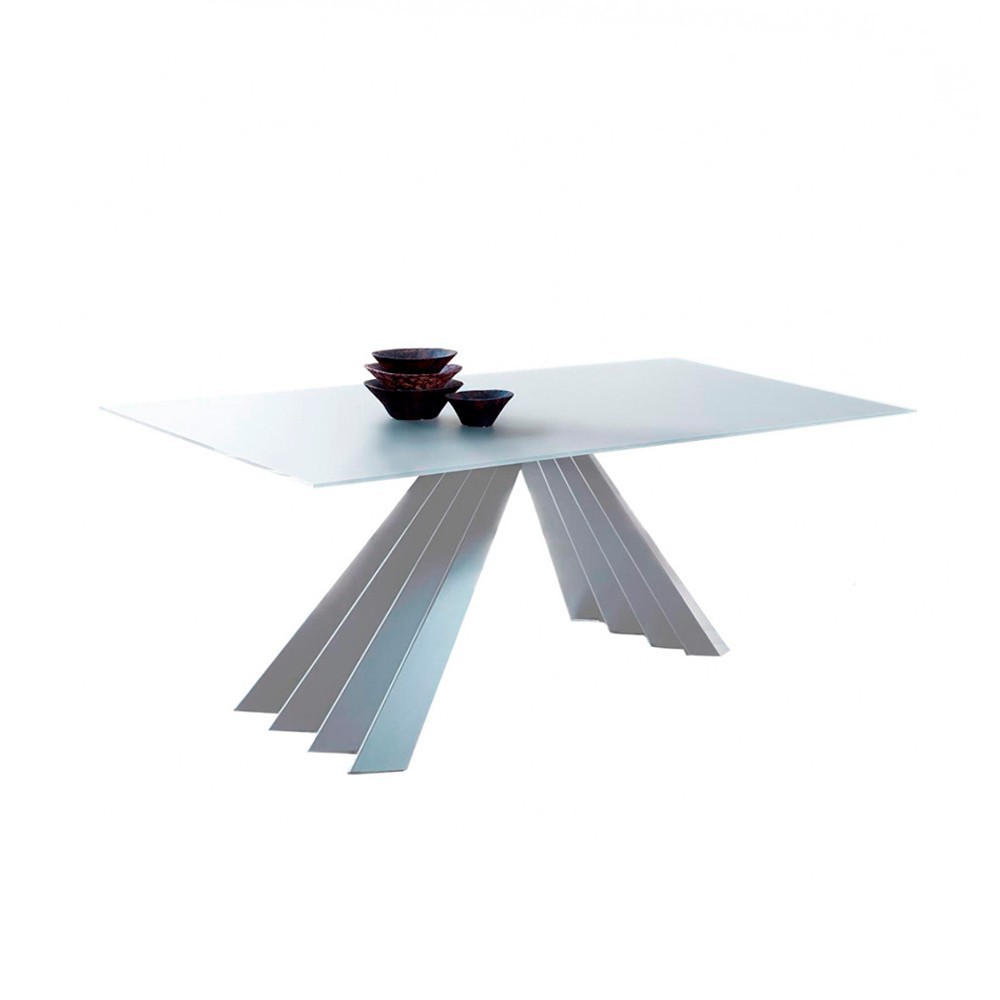Mesa Ventaglio fija cristal/cerámica de Tonin casa. Muebles modernos de hogar.