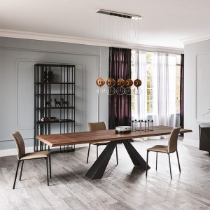 Mesa Eliot Wood Drive de Cattelan Italia. Mesa de salon de diseño moderno.