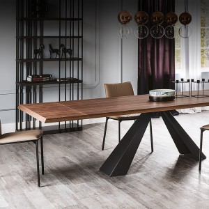 Mesa Eliot Wood Drive de Cattelan Italia. Mesa de salon de diseño moderno.