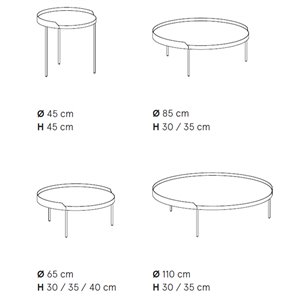 Mesa de centro circular Gau con copete de Treku. Mobiliario de diseño.