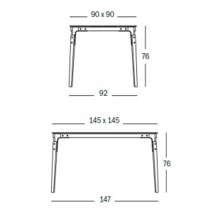 Mesa Steelwood Cuadrada de Magis. Mesa de diseño contemporáneo.