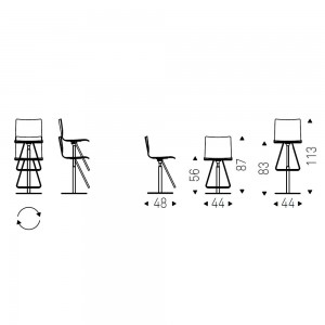 Taburete Toto de Cattelan Italia. Muebles modernos italianos. Taburetes giratorios.