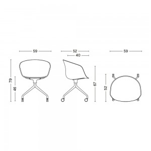 Silla original de diseño AAC 24 tapizado frontal Hay con tapizado frontal para salones.