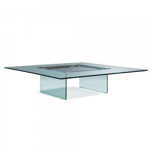 Mesa centro Carrè de Cattelan Italia. Mesa auxiliar de cristal para salón.
