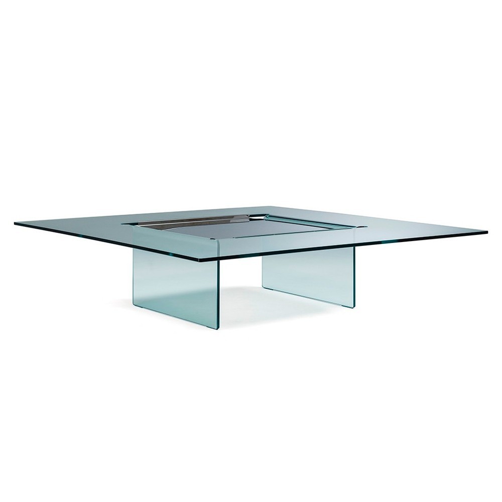 Mesa centro Carrè de Cattelan Italia. Mesa auxiliar de cristal para salón.