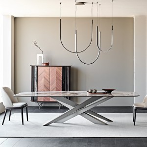 Mesa Lancer Keramik de Cattelan Italia. Mesa moderna. Mesas para coemdor de cristal.