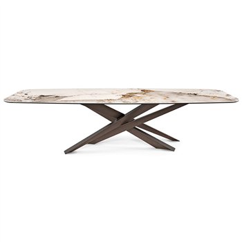 Mesa Lancer Keramik de Cattelan Italia. Mesa moderna. Mesas para coemdor de cristal.