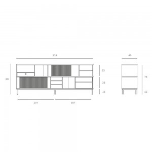 Aparador Oscar de Ethnicraft. Muebles modernos macizos. Aparador de salón.
