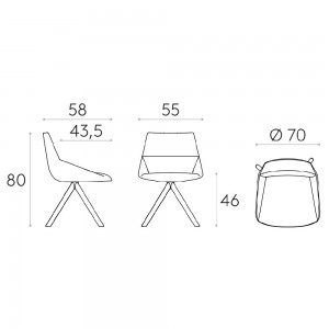 Silla Dunas XS giratorio madera Inclass. Diseño original para salón o oficina.
